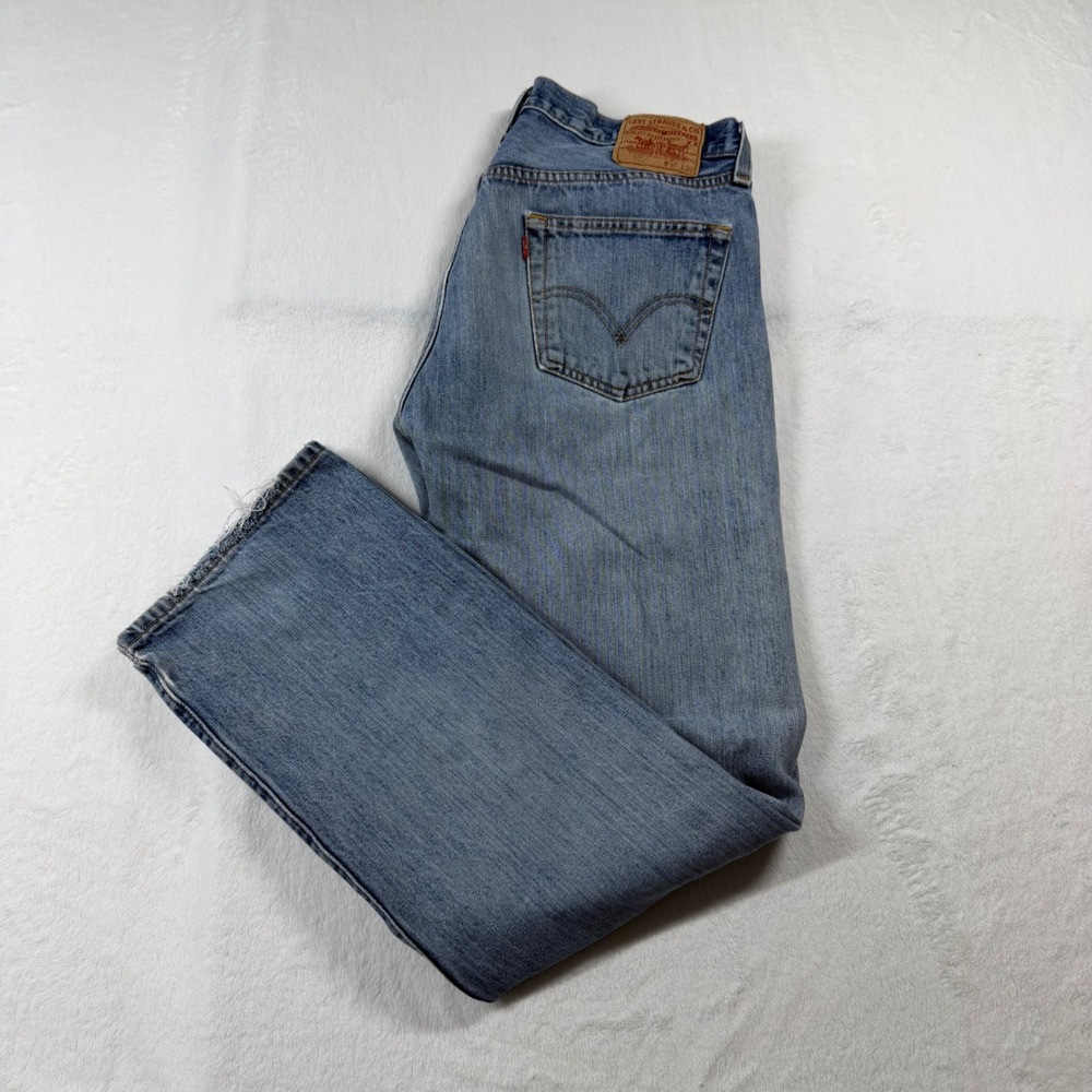 Levi's‎ 501 Original Fit Jeans Mens 36x34 Blue Good Distressed Straight Leg - Picture 2 of 12